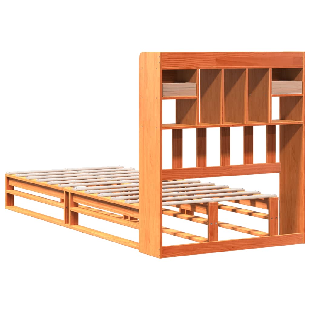 Bookcase Bed without Mattress Wax Brown 75x190 cm Small Single Solid Wood Pine