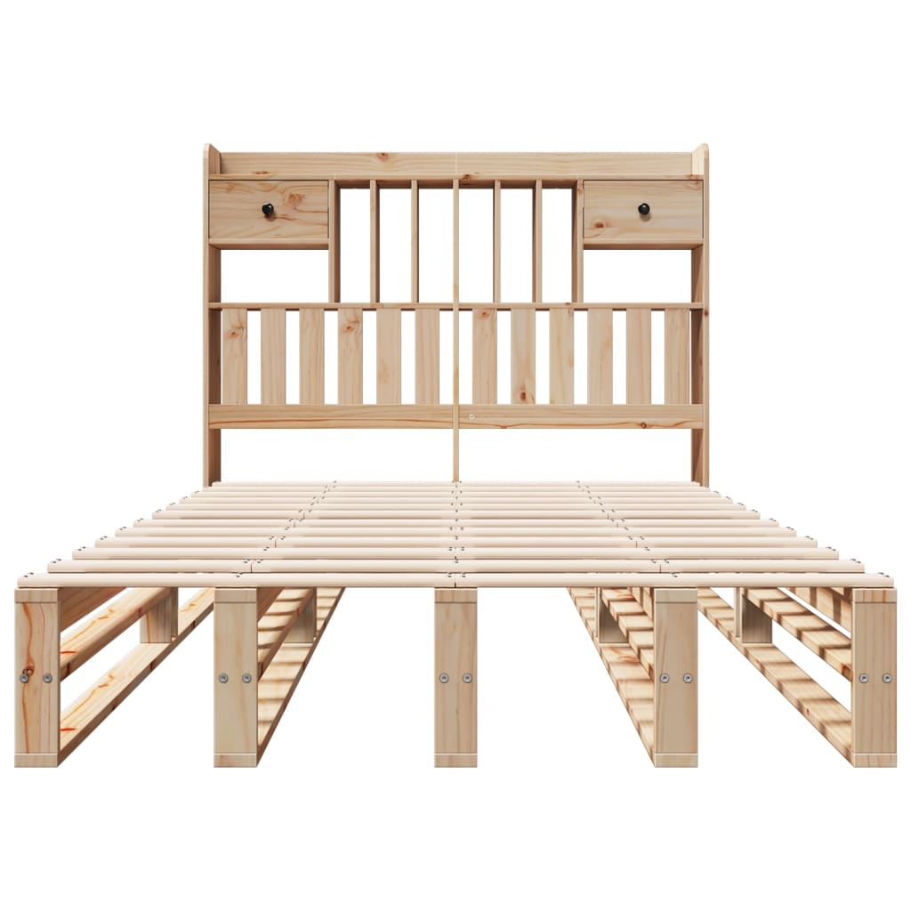Bookcase Bed without Mattress 135x190 cm Double Solid Wood Pine