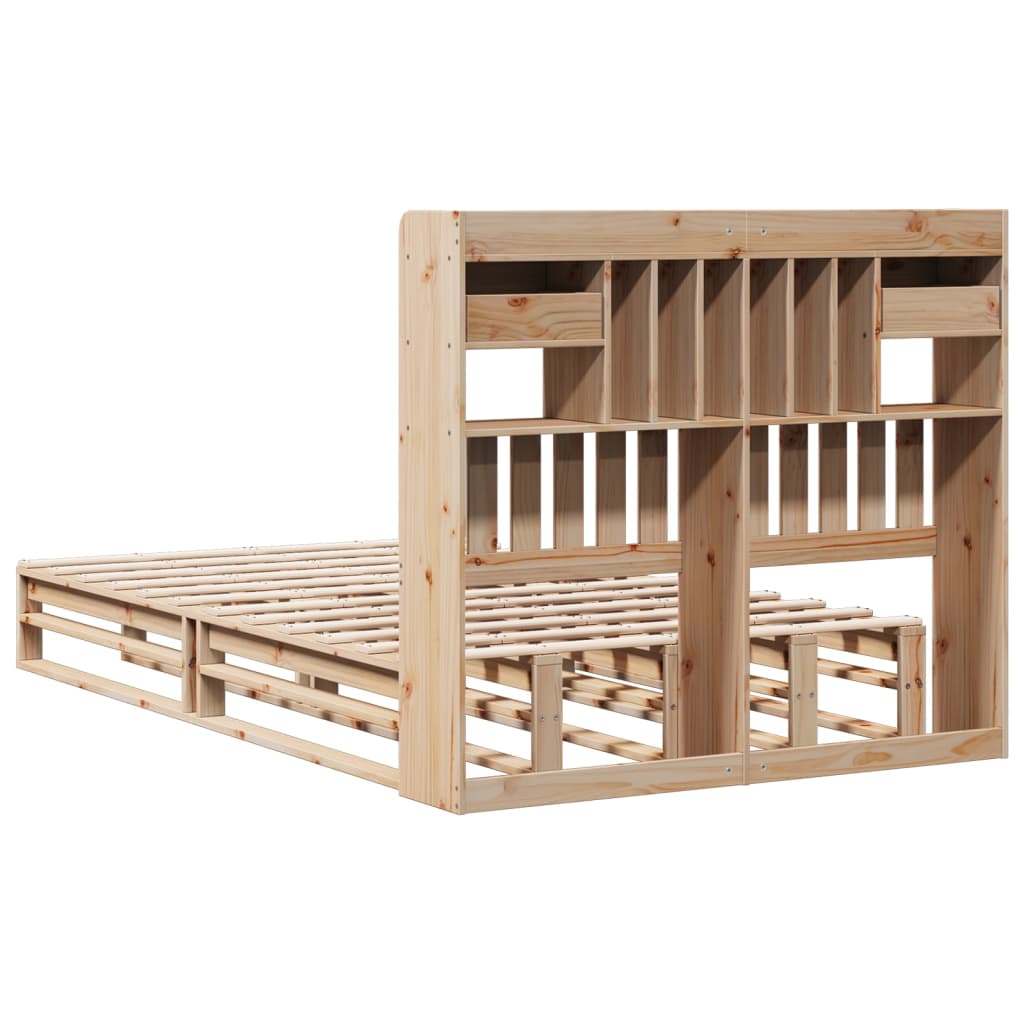 Bookcase Bed without Mattress 135x190 cm Double Solid Wood Pine
