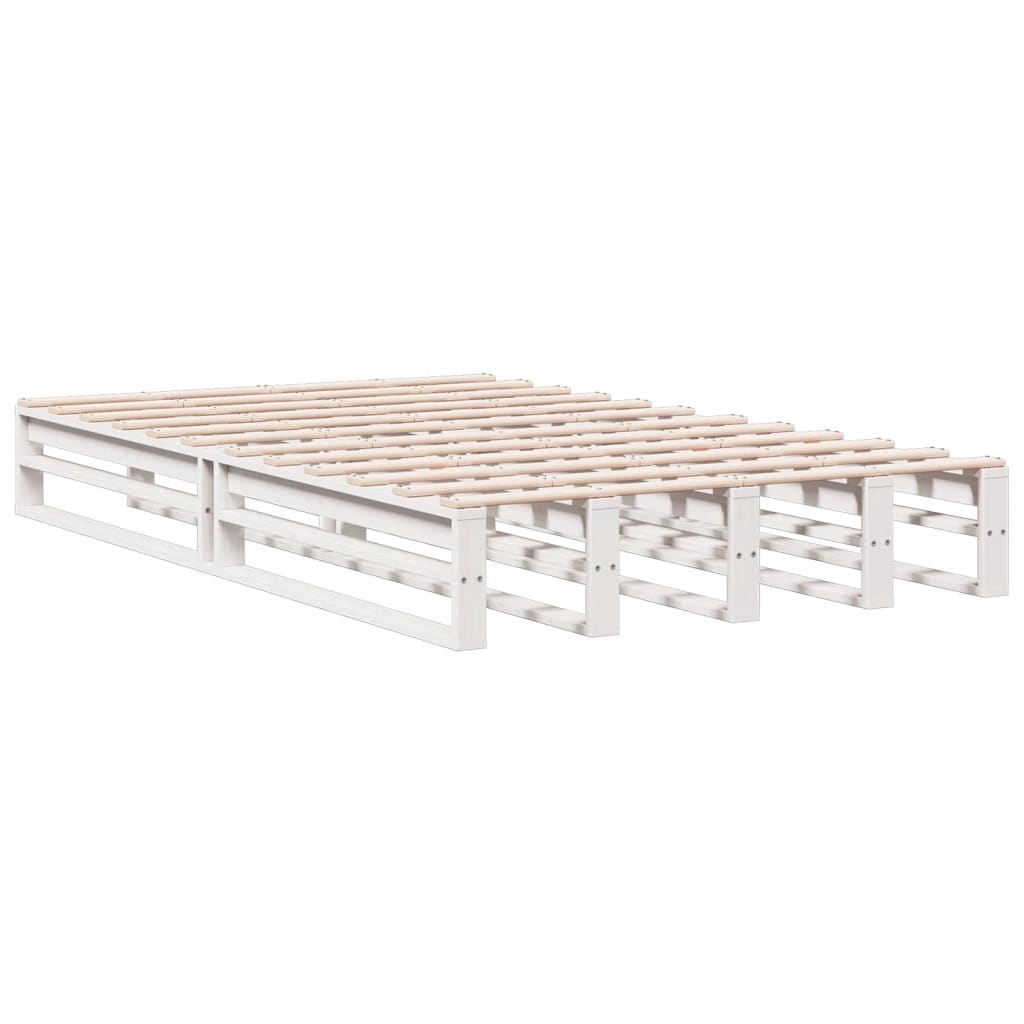 Bookcase Bed without Mattress White 135x190 cm Double Solid Wood Pine