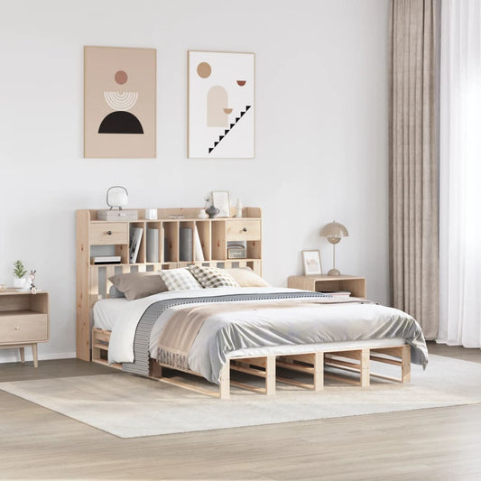 vidaXL Bookcase Bed without Mattress 140x190 cm Solid Wood Pine