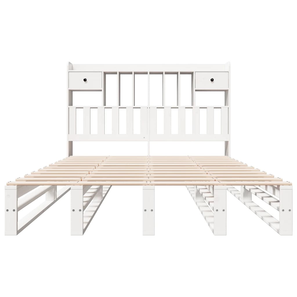 Bookcase Bed without Mattress White 140x190 cm Solid Wood Pine