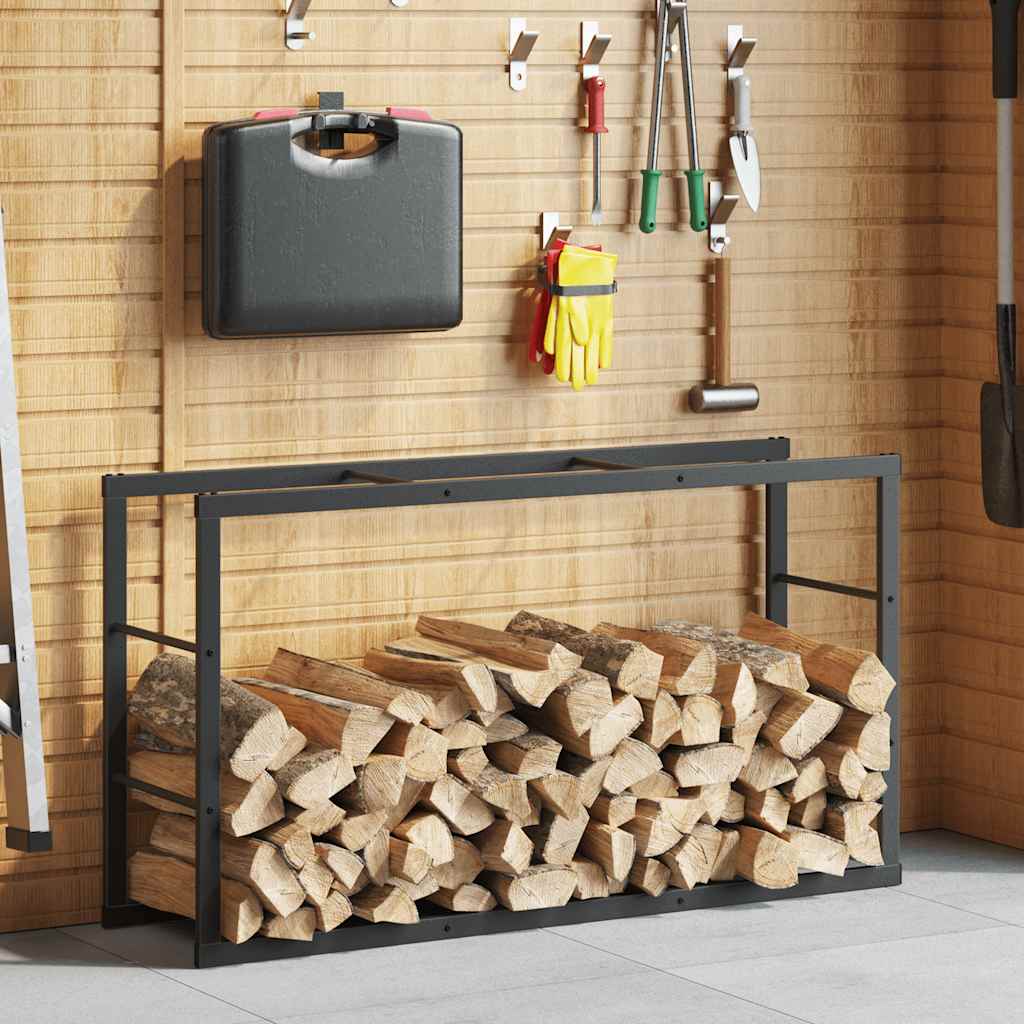 vidaXL Firewood Rack Black 110x30x61 cm Steel