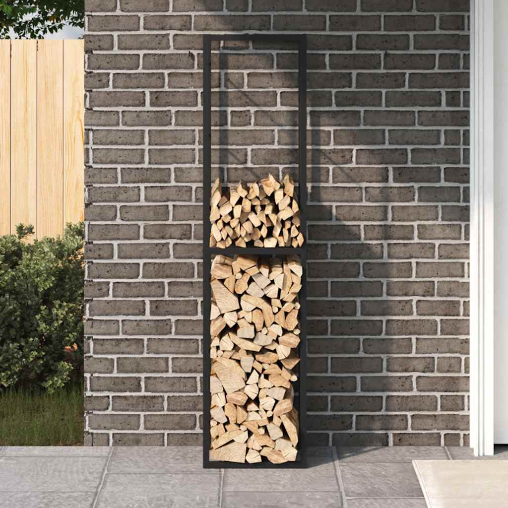 vidaXL Firewood Rack Black 50x30x209 cm Steel