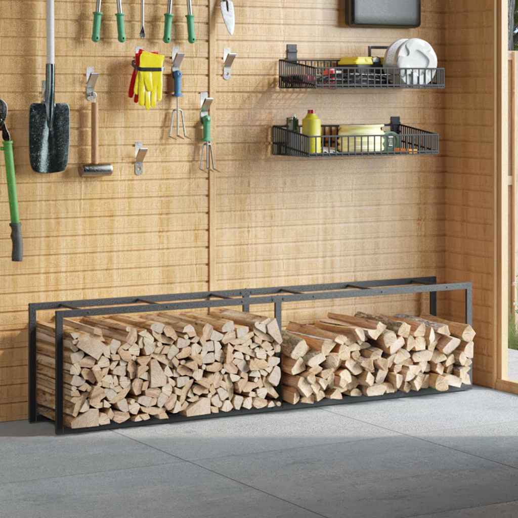 vidaXL Firewood Rack Black 50x30x209 cm Steel