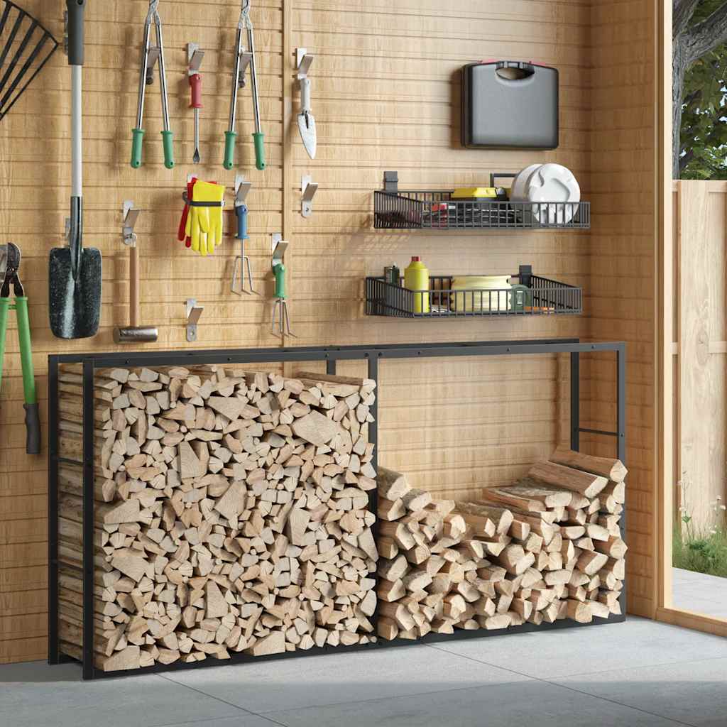 vidaXL Firewood Rack Black 100x30x209 cm Steel