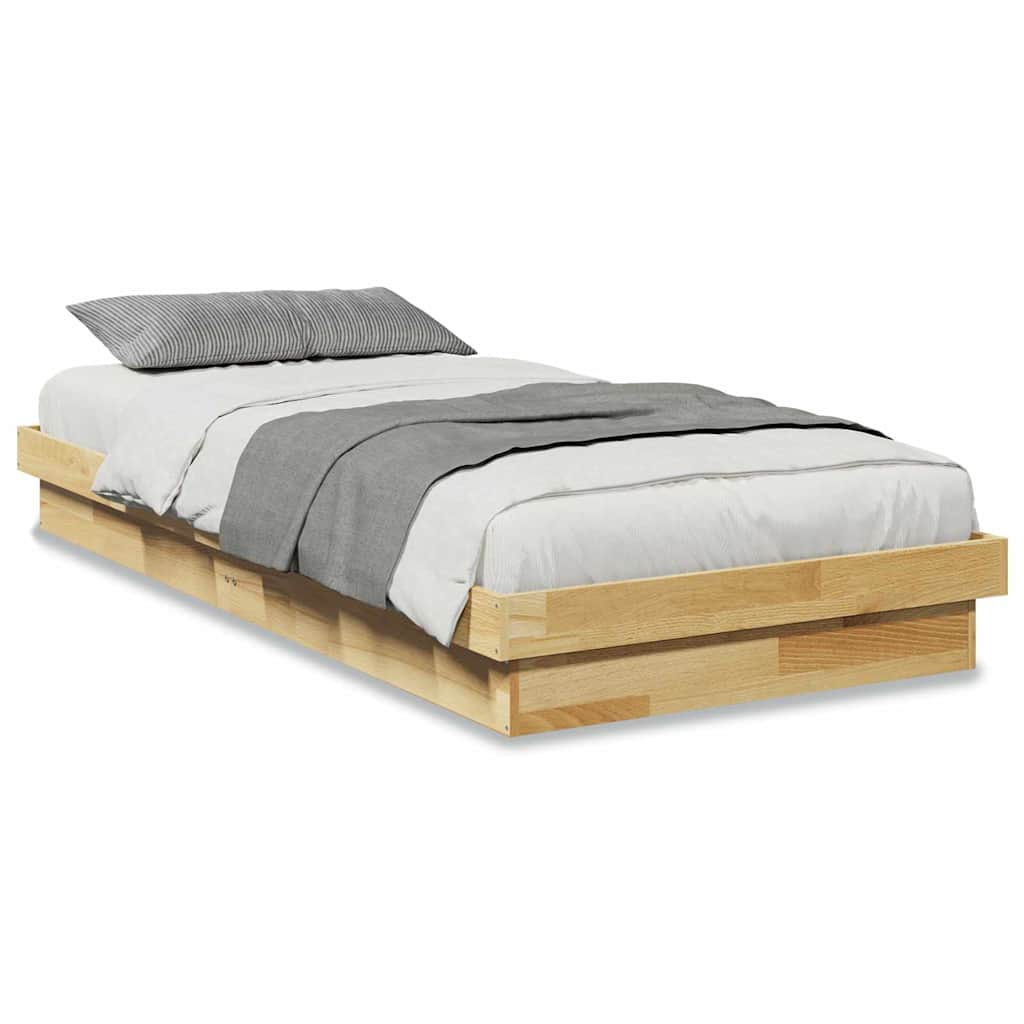 Bed Frame Without Mattress 75x190 cm Solid Oak Wood