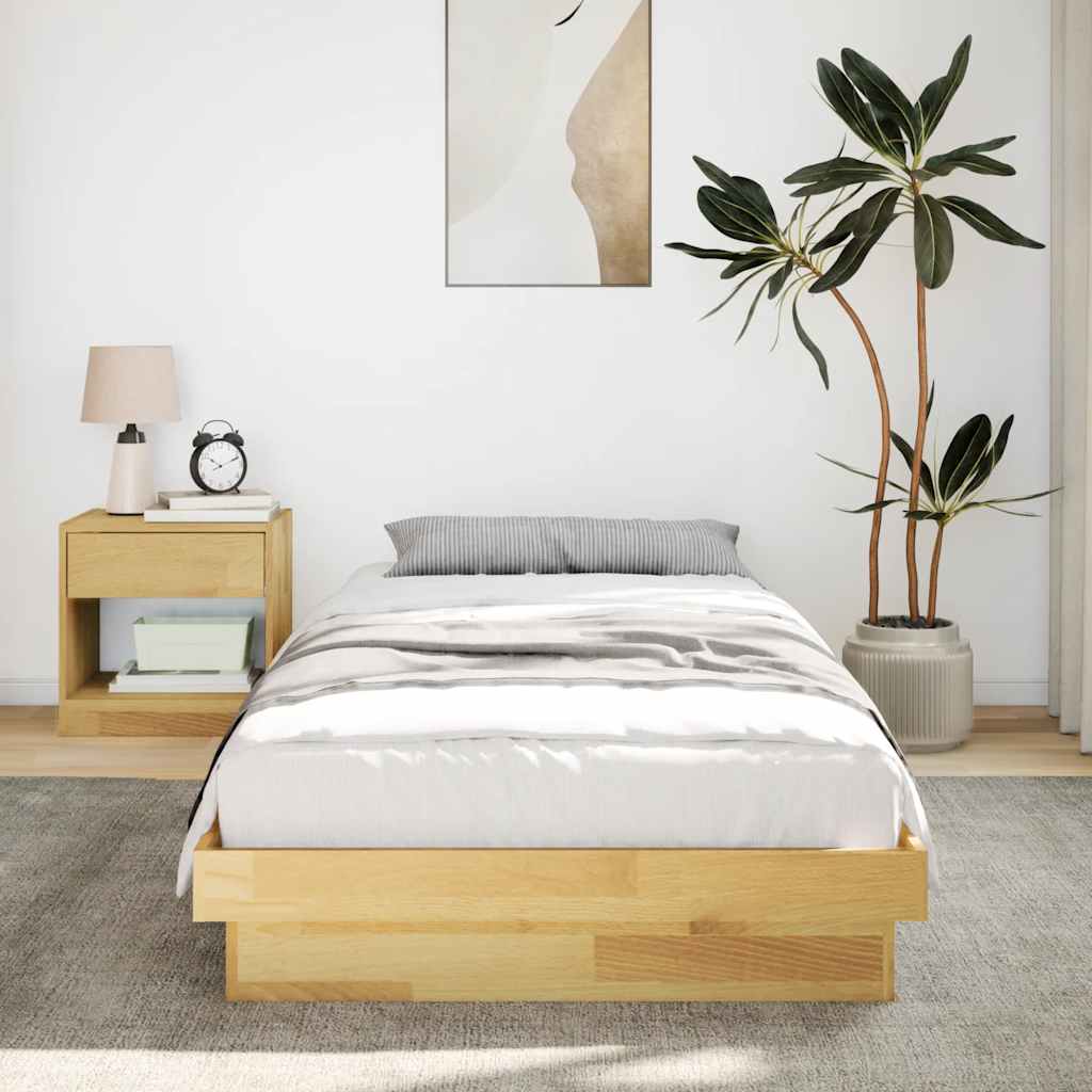 Bed Frame Without Mattress 75x190 cm Solid Oak Wood
