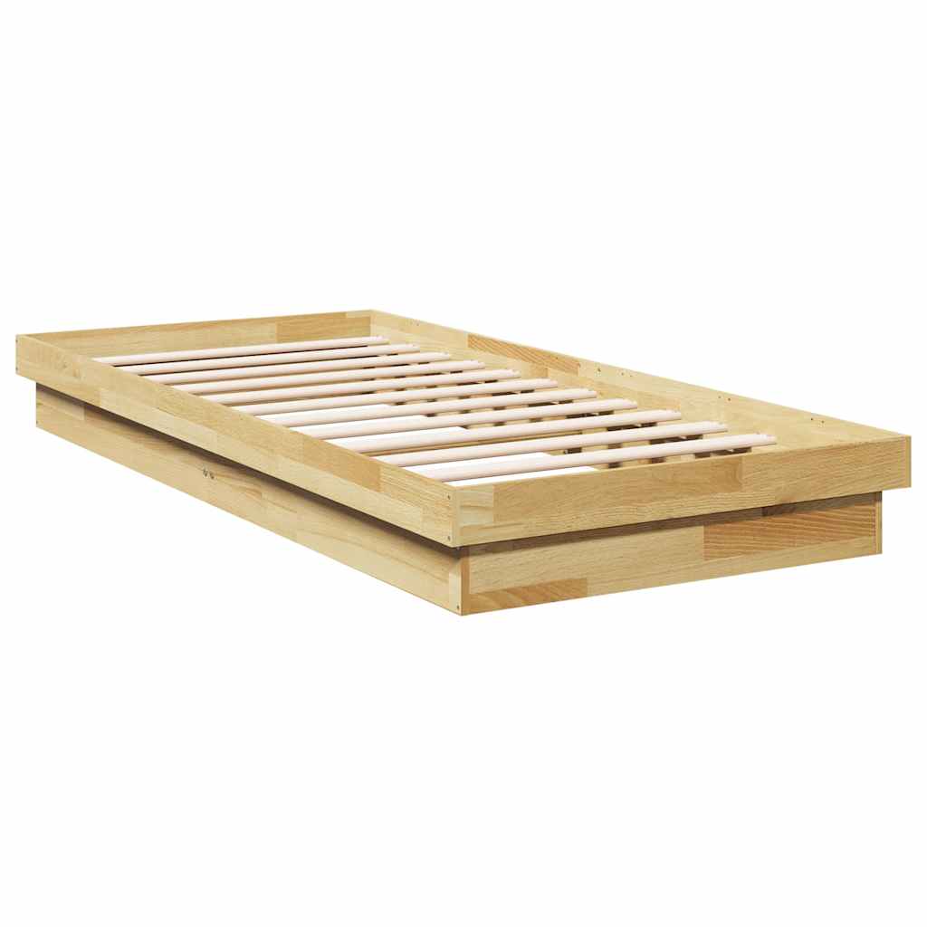 Bed Frame Without Mattress 75x190 cm Solid Oak Wood