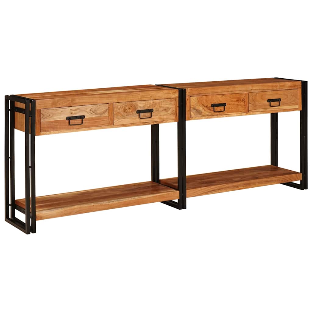 Console Tables 2 pcs Brown 200 x 33 x 75 cm Solid Acacia Wood