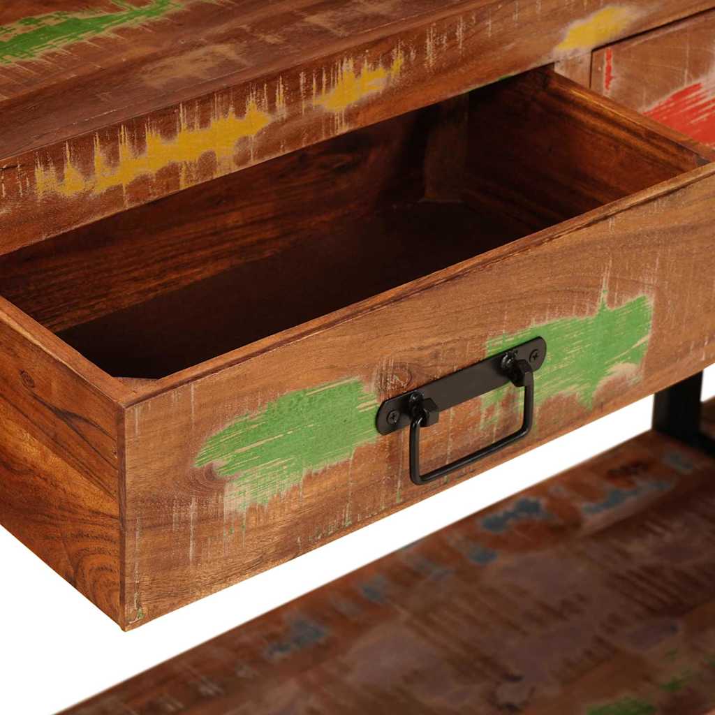 Console Tables with Drawer 2 pcs Multicolour Solid Reclaim Wood