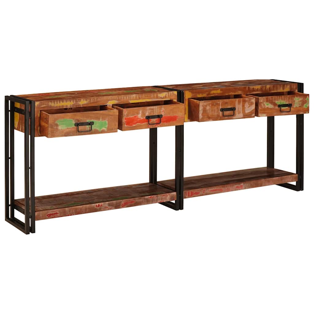 Console Tables with Drawer 2 pcs Multicolour Solid Reclaim Wood