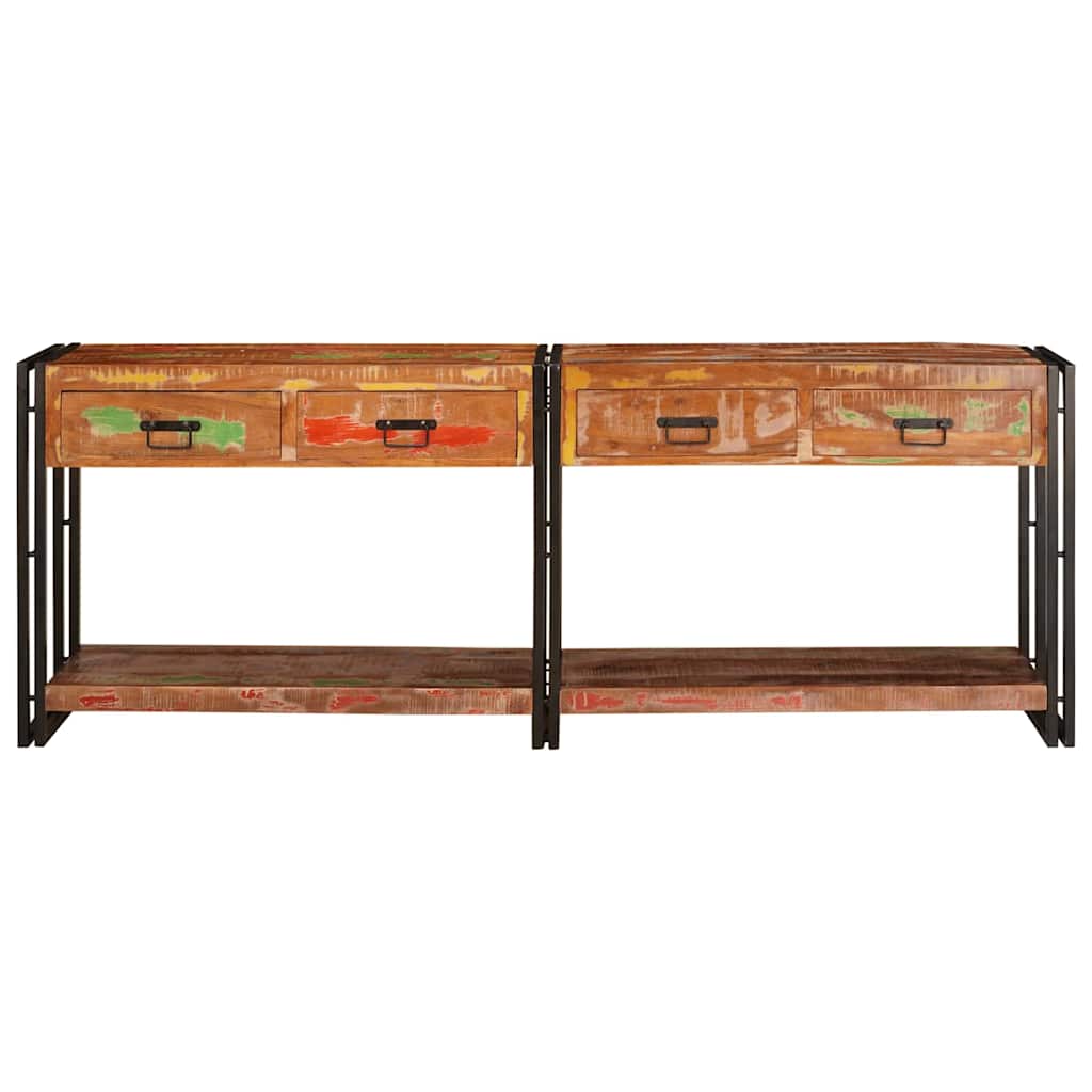 Console Tables with Drawer 2 pcs Multicolour Solid Reclaim Wood