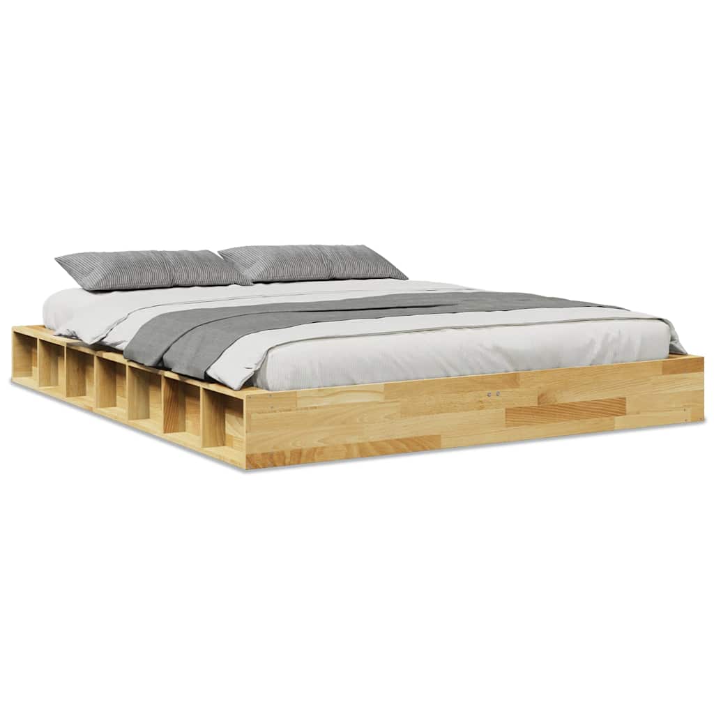 Bed Frame without Mattress 140x200 cm Solid Wood Oak