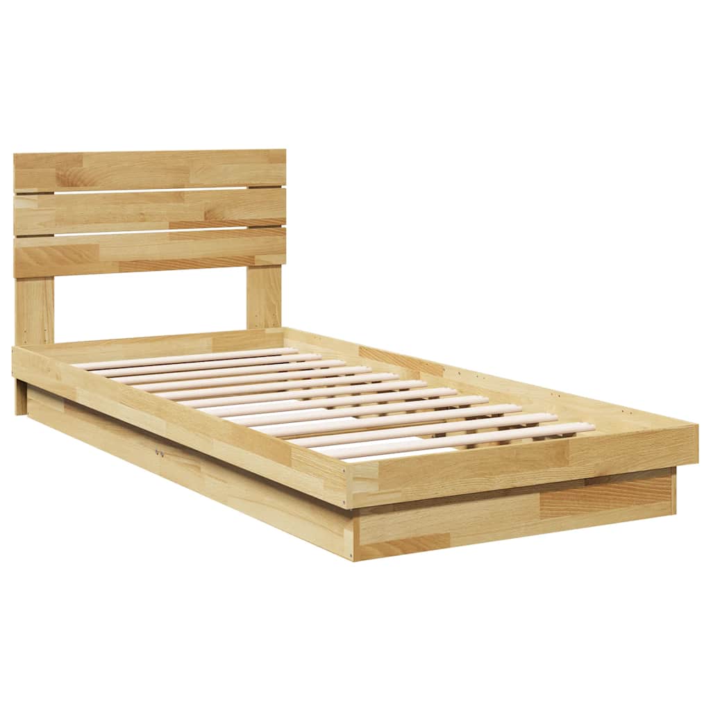 Bed Frame with Headboard without Mattress 80x200 cm Solid Wood Oak
