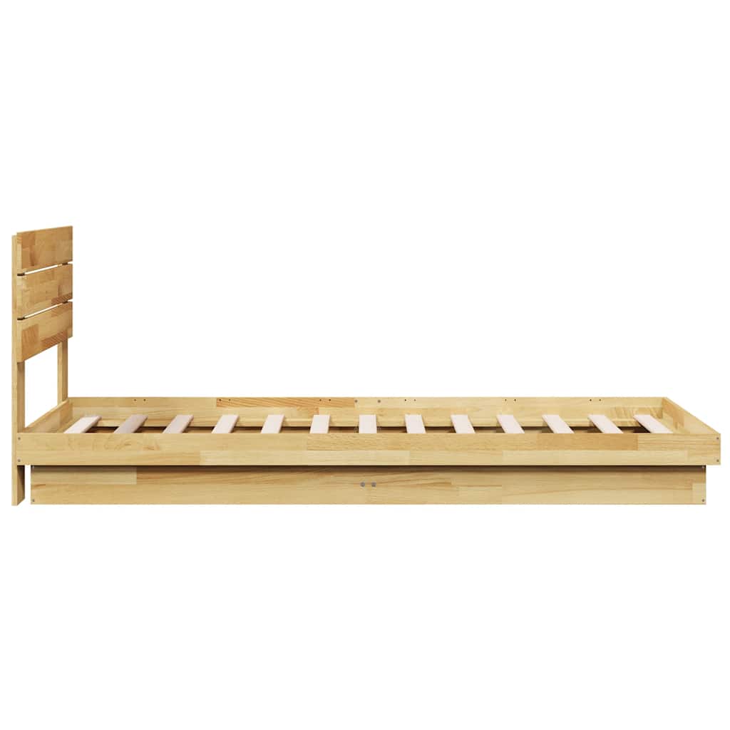 Bed Frame with Headboard without Mattress 80x200 cm Solid Wood Oak