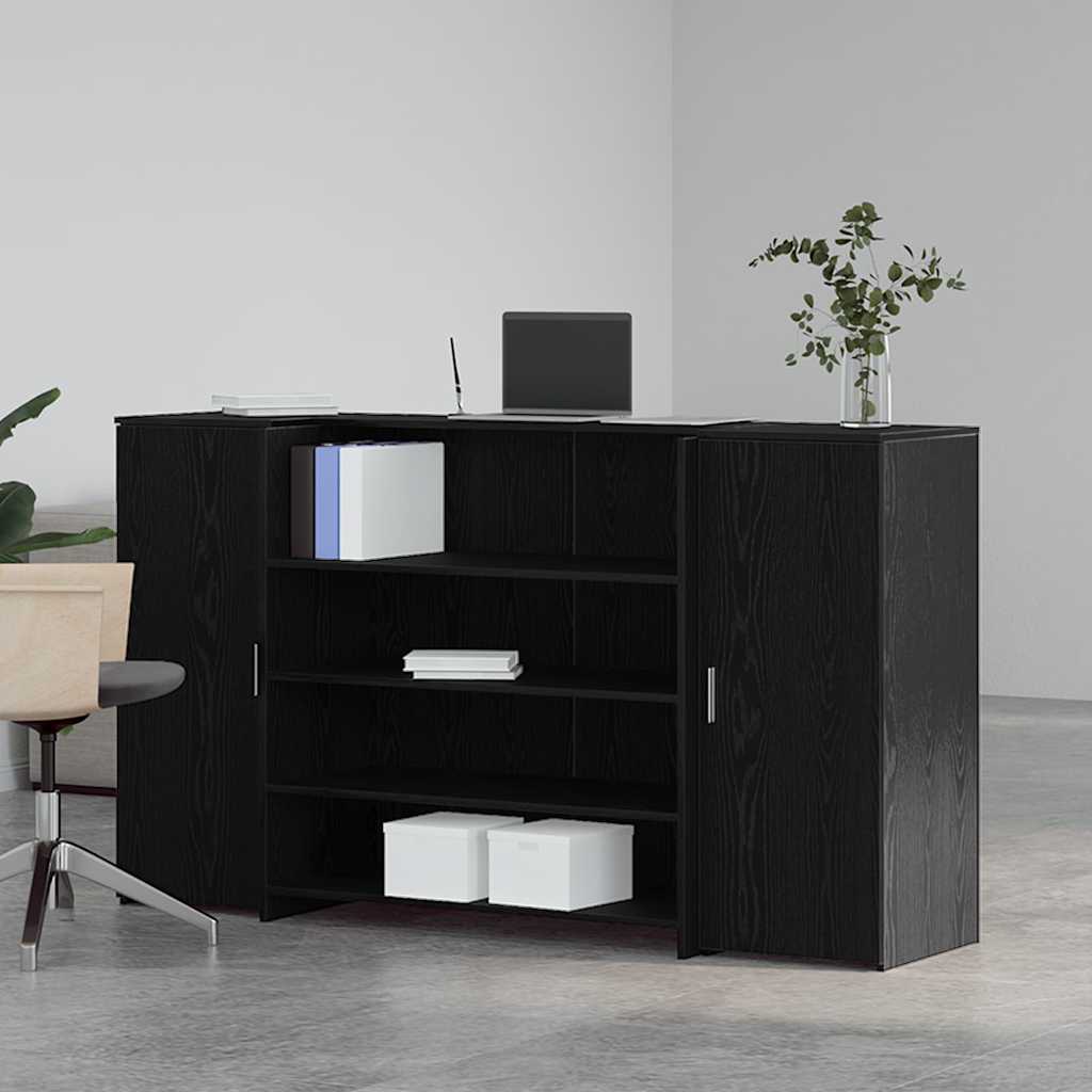 vidaXL Reception Desk Black Oak 180x50x103.5 cm Engineered Wood