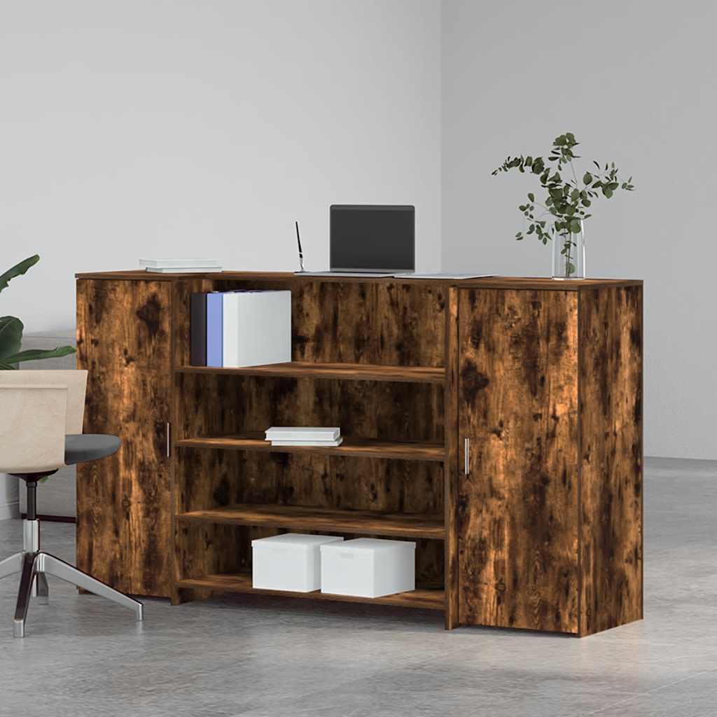 vidaXL Reception Desk Smoked Oak 180x50x103.5 cm Engineered Wood