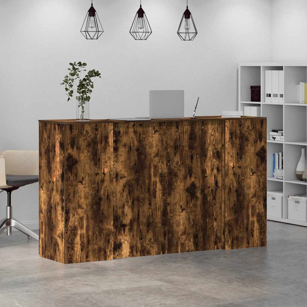 vidaXL Reception Desk Smoked Oak 180x50x103.5 cm Engineered Wood