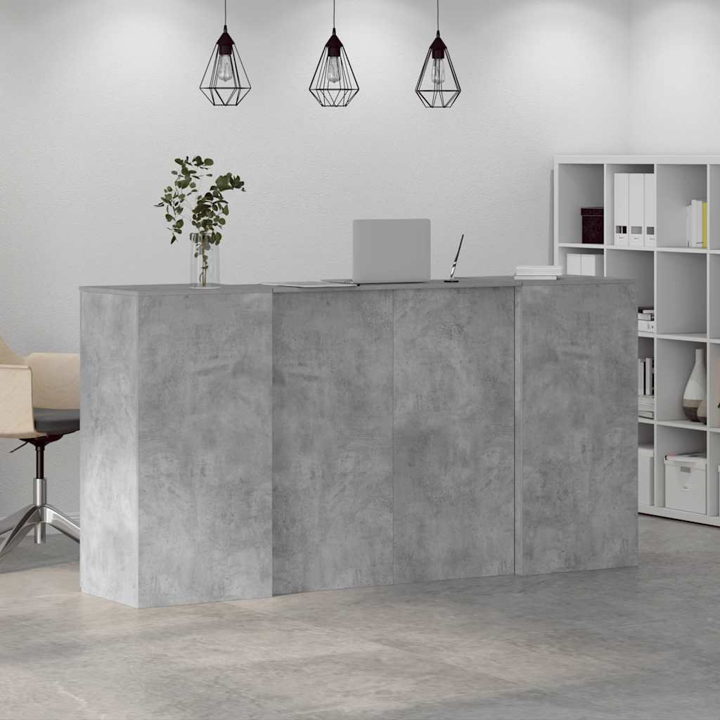 vidaXL Reception Desk Concrete Grey 200x50x103.5 cm Engineered Wood