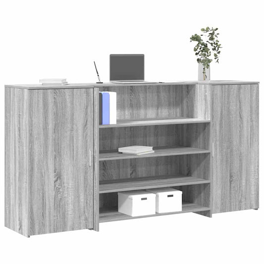 vidaXL Reception Desk Grey Sonoma 200x50x103.5 cm Engineered Wood