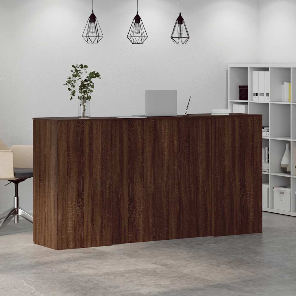 vidaXL Reception Desk Brown Oak 200x50x103.5 cm Engineered Wood