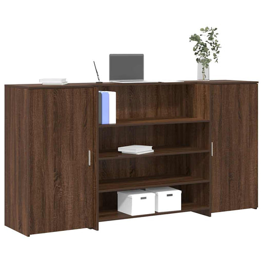 vidaXL Reception Desk Brown Oak 200x50x103.5 cm Engineered Wood