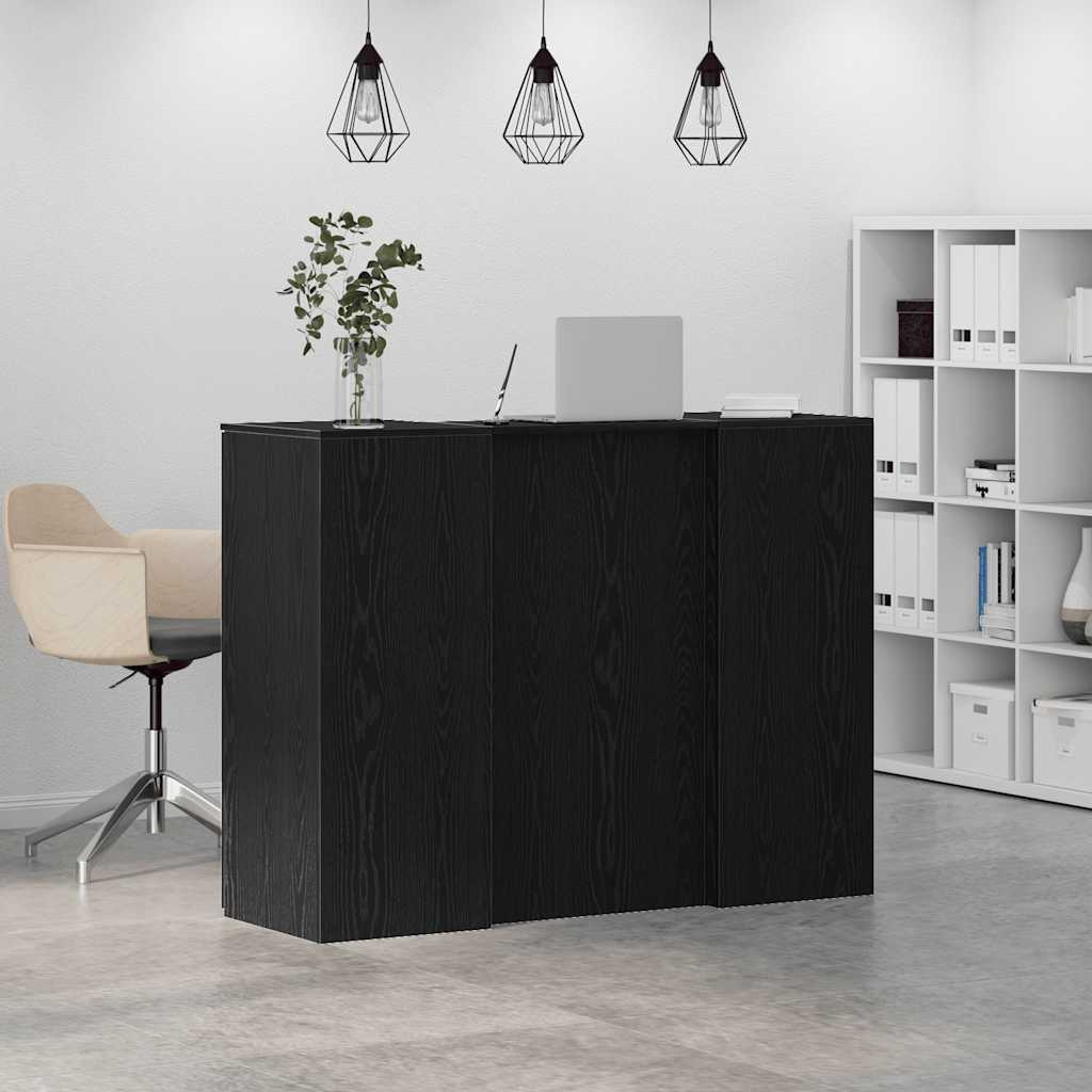 vidaXL Reception Desk Black Oak 135x50x103.5 cm Engineered Wood