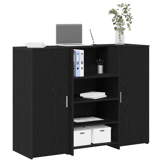 vidaXL Reception Desk Black Oak 135x50x103.5 cm Engineered Wood