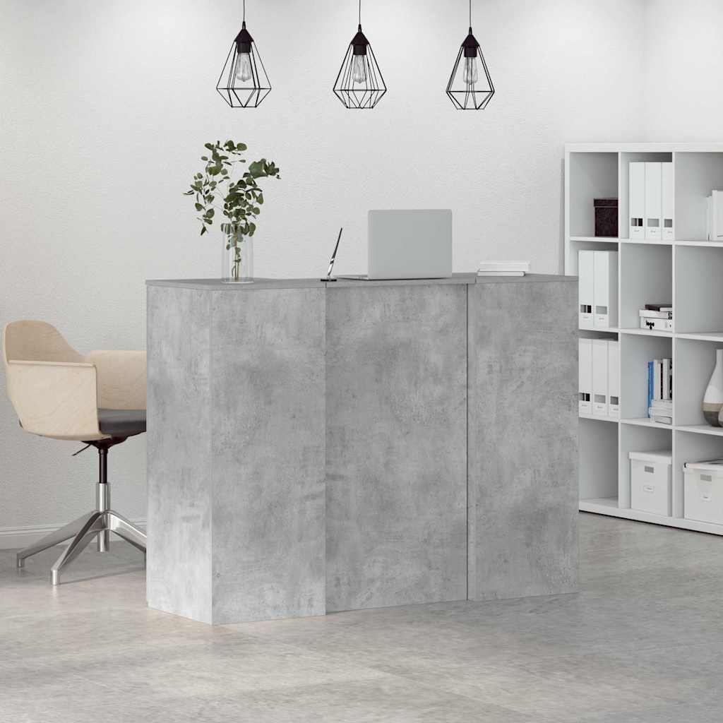 vidaXL Reception Desk Concrete Grey 135x50x103.5 cm Engineered Wood