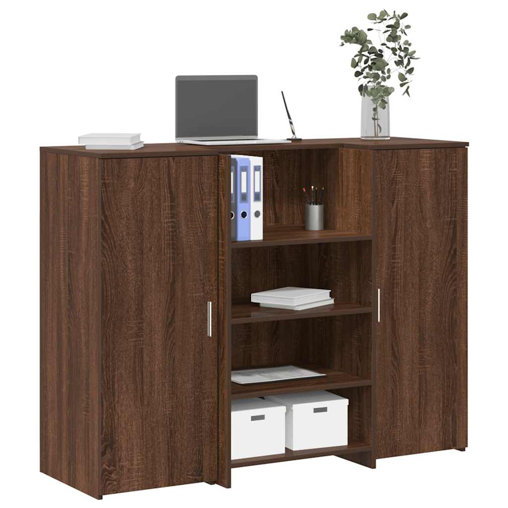 vidaXL Reception Desk Brown Oak 135x50x103.5 cm Engineered Wood