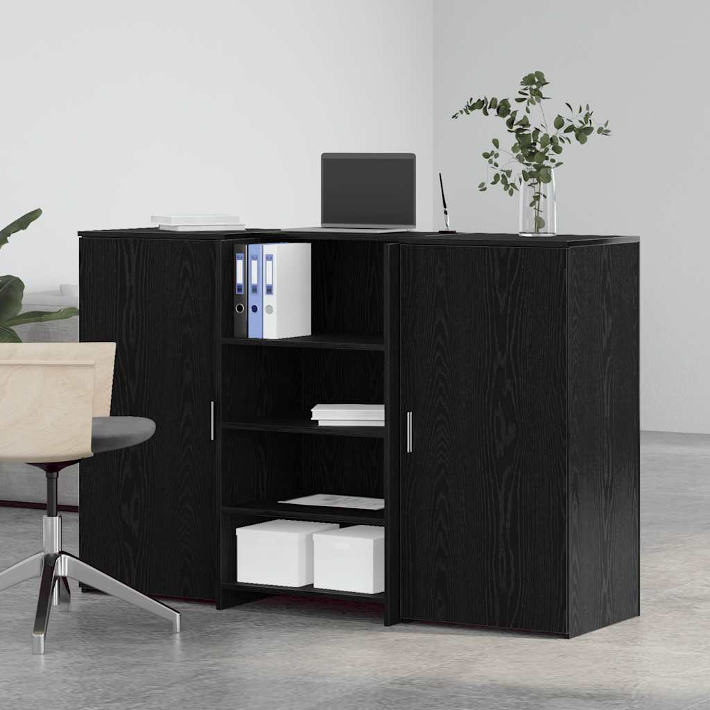 vidaXL Reception Desk Black Oak 155x50x103.5 cm Engineered Wood