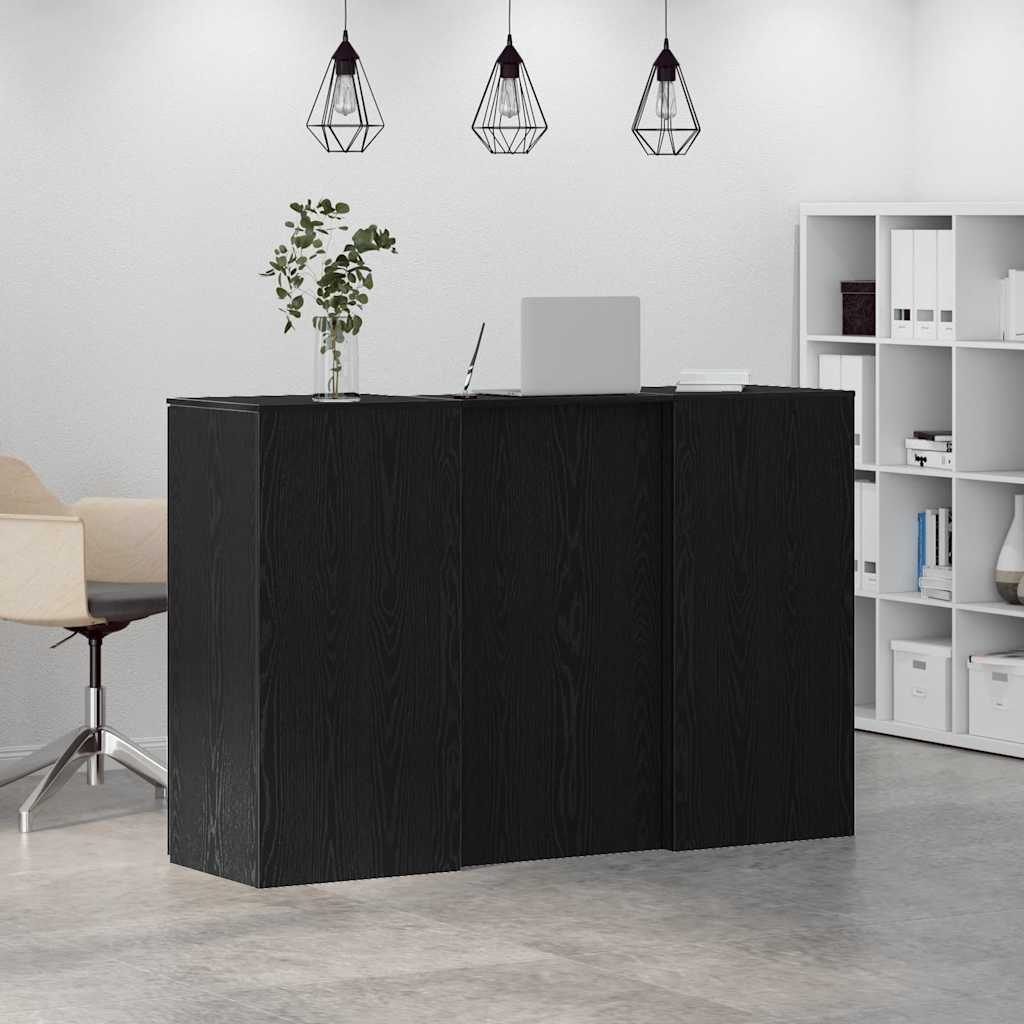 vidaXL Reception Desk Black Oak 155x50x103.5 cm Engineered Wood