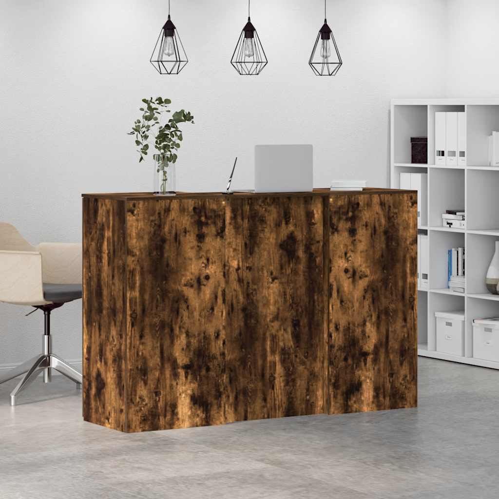 vidaXL Reception Desk Smoked Oak 155x50x103.5 cm Engineered Wood