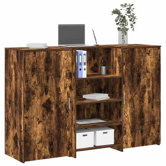 vidaXL Reception Desk Smoked Oak 155x50x103.5 cm Engineered Wood