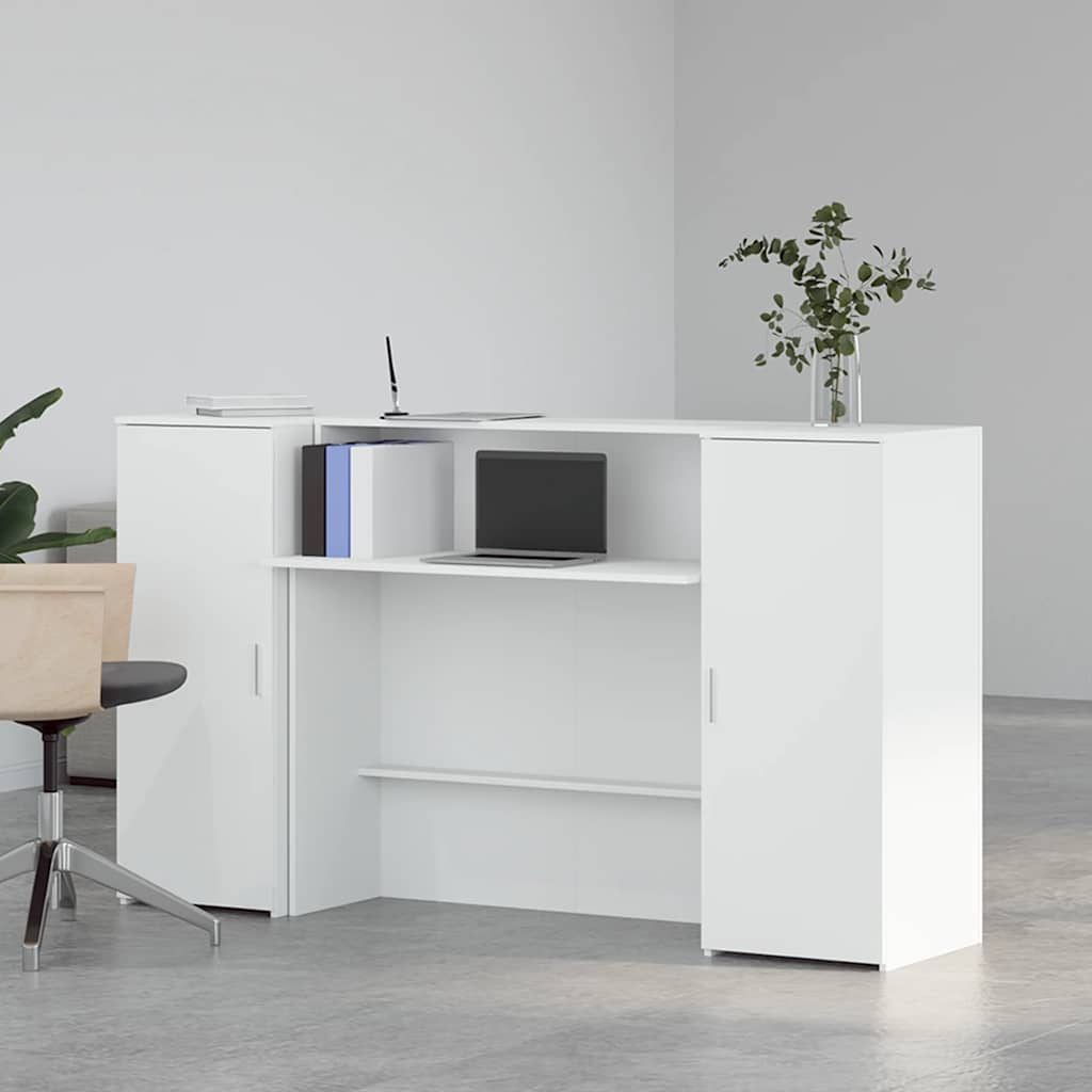 vidaXL Reception Desk White 180x50x103.5 cm Engineered Wood