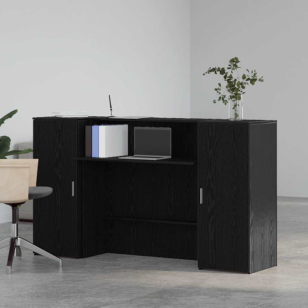 vidaXL Reception Desk Black Oak 180x50x103.5 cm Engineered Wood