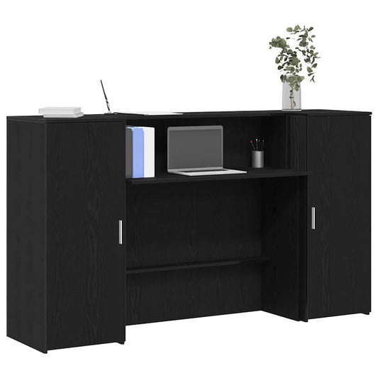 vidaXL Reception Desk Black Oak 180x50x103.5 cm Engineered Wood