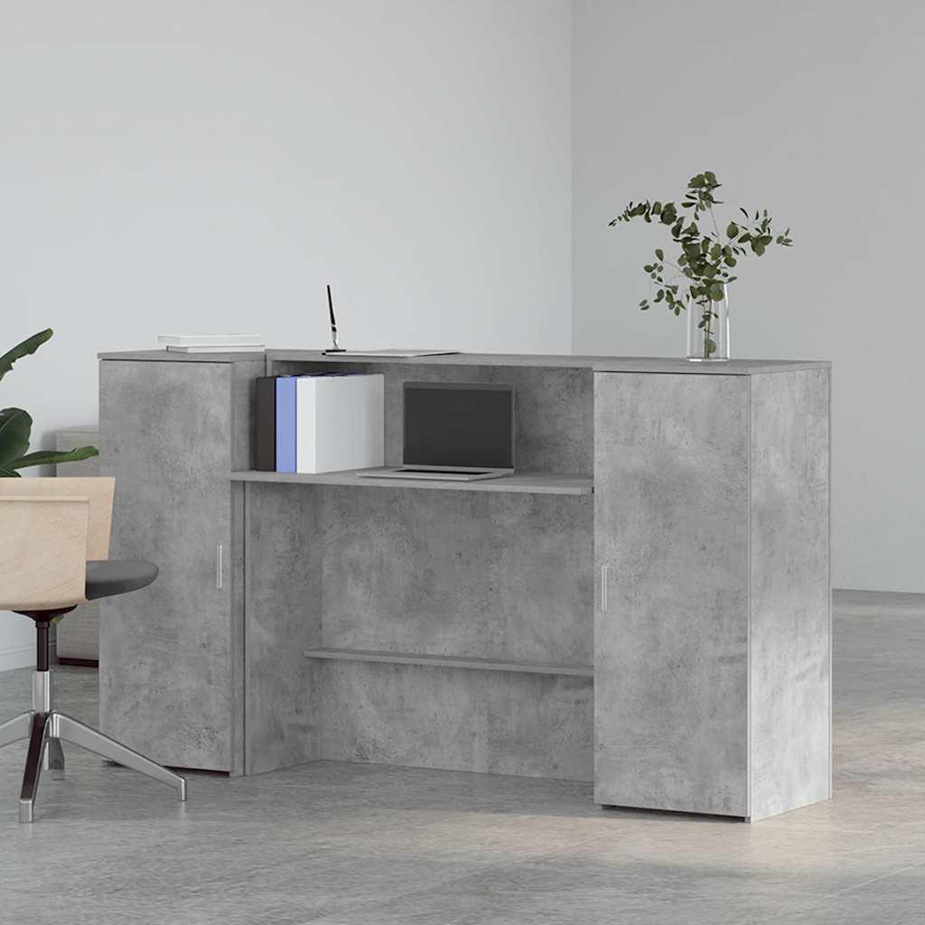 vidaXL Reception Desk Concrete Grey 180x50x103.5 cm Engineered Wood