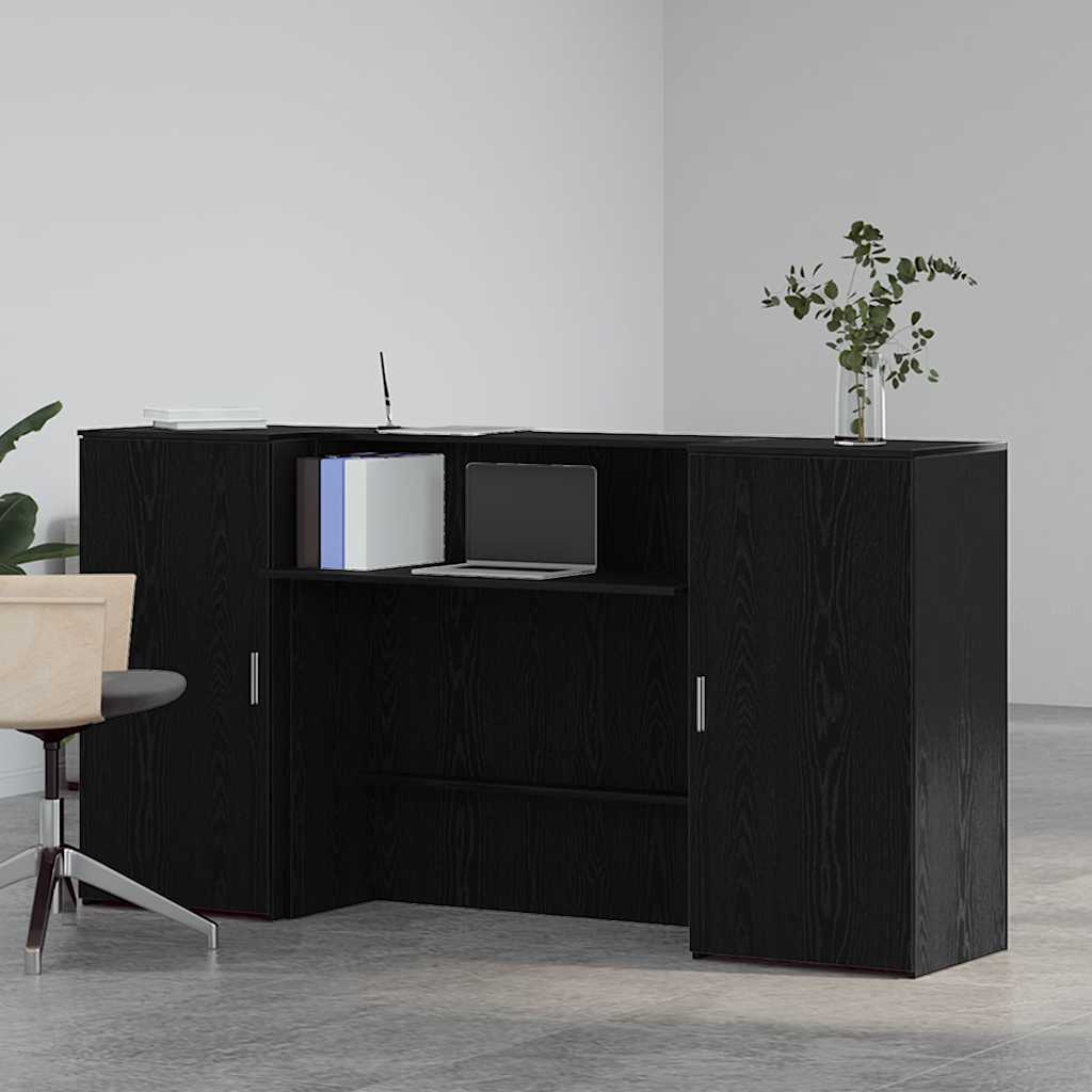 vidaXL Reception Desk Black Oak 200x50x103.5 cm Engineered Wood