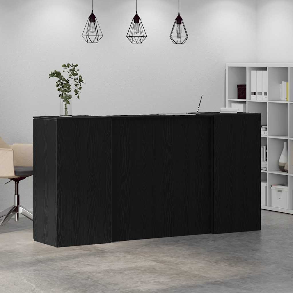 vidaXL Reception Desk Black Oak 200x50x103.5 cm Engineered Wood