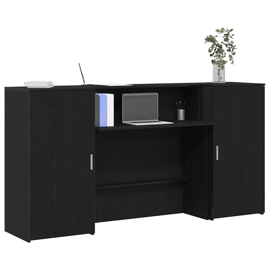 vidaXL Reception Desk Black Oak 200x50x103.5 cm Engineered Wood