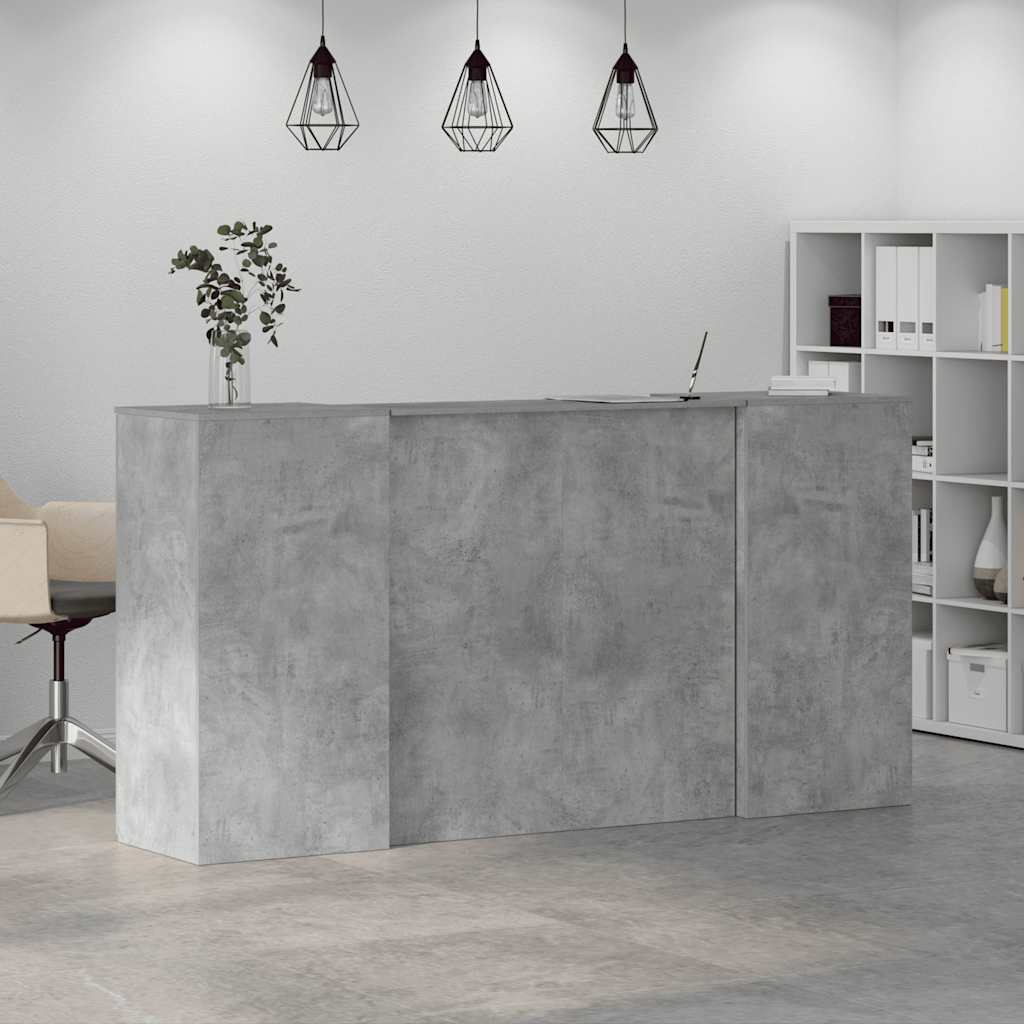 vidaXL Reception Desk Concrete Grey 200x50x103.5 cm Engineered Wood