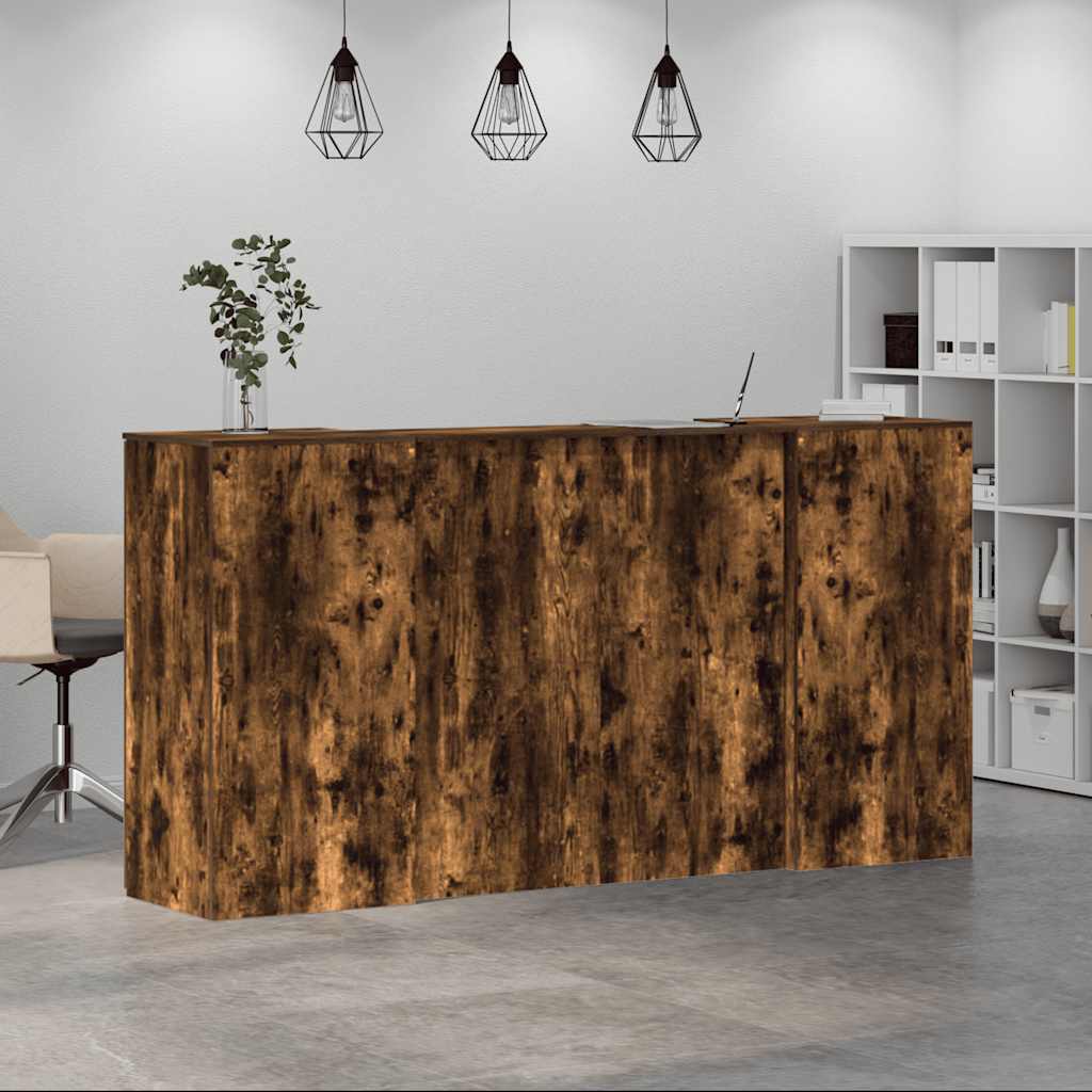 vidaXL Reception Desk Smoked Oak 200x50x103.5 cm Engineered Wood