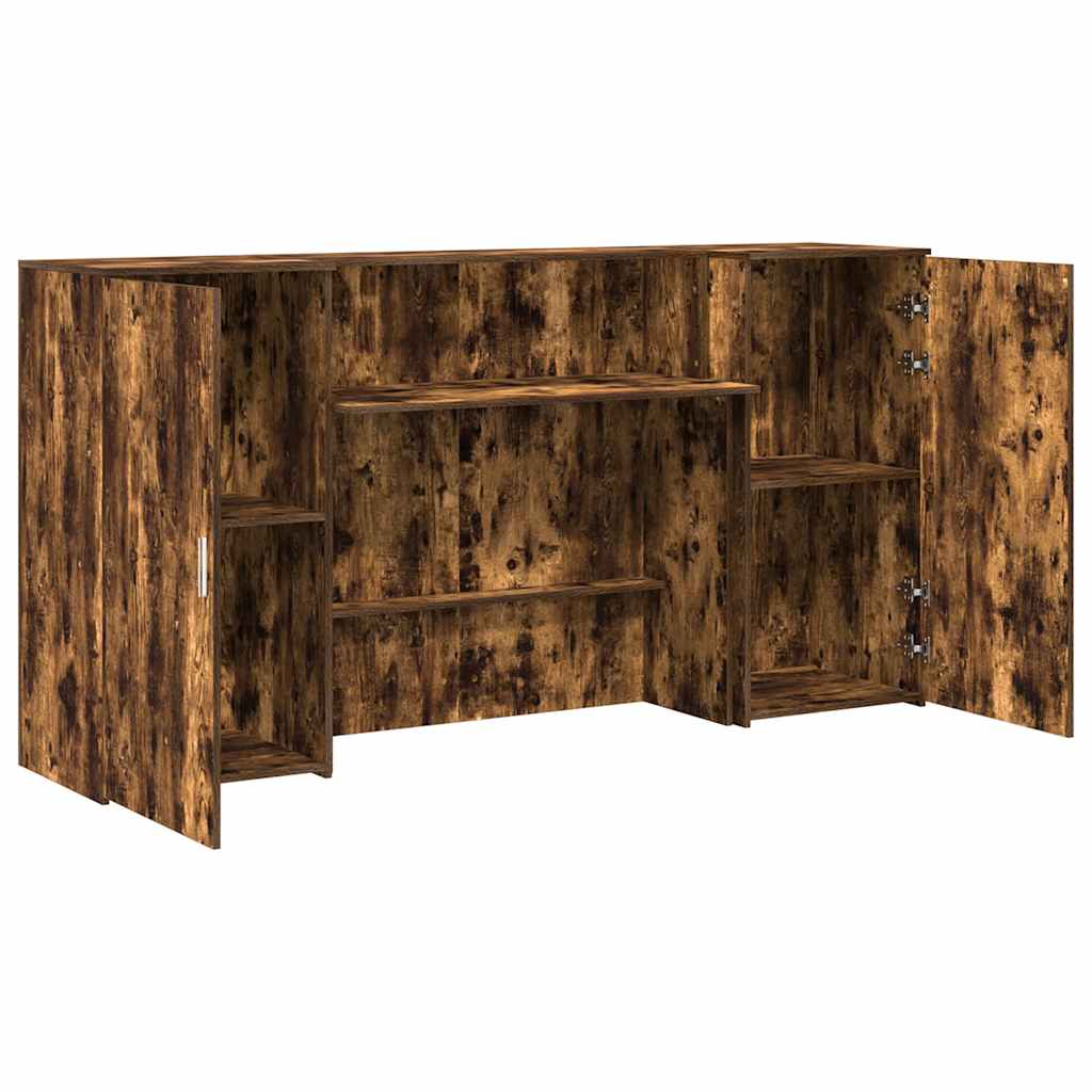 vidaXL Reception Desk Smoked Oak 200x50x103.5 cm Engineered Wood