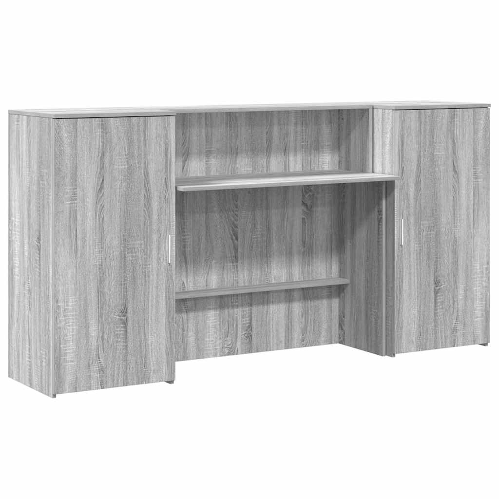 vidaXL Reception Desk Grey Sonoma 200x50x103.5 cm Engineered Wood