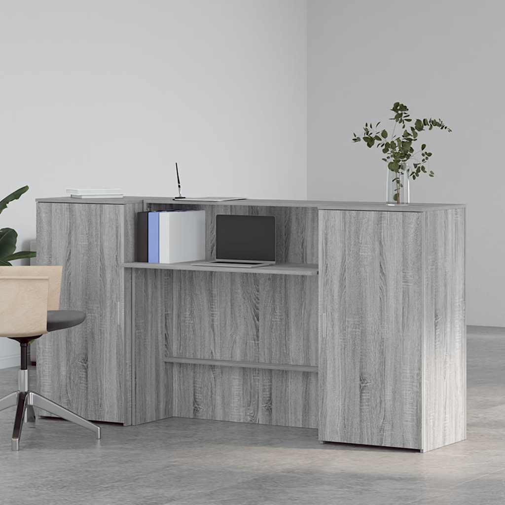 vidaXL Reception Desk Grey Sonoma 200x50x103.5 cm Engineered Wood