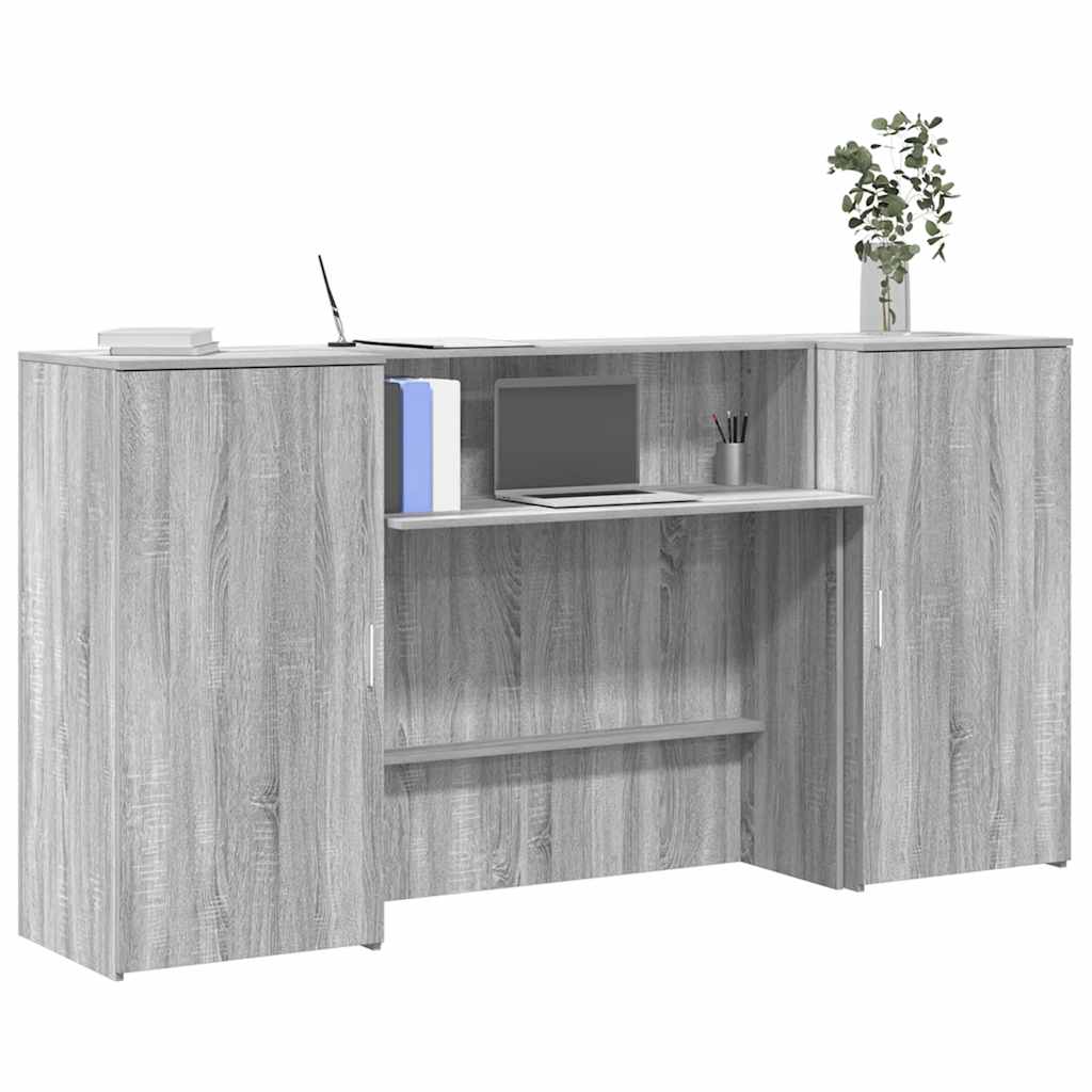 vidaXL Reception Desk Grey Sonoma 200x50x103.5 cm Engineered Wood