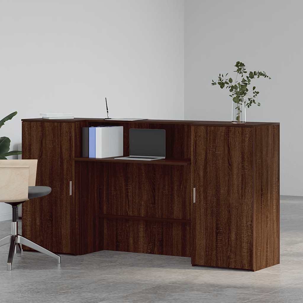 vidaXL Reception Desk Brown Oak 200x50x103.5 cm Engineered Wood