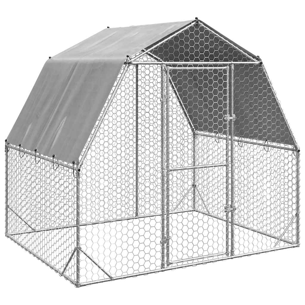 vidaXL Chicken Run with Roof 2.5x2x2.25 m Galvanised Steel